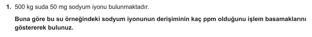 11. Sınıf Kimya 2023-2024 2. Dönem 2. Yazılı 3. Bölüm 1. Soru görseli