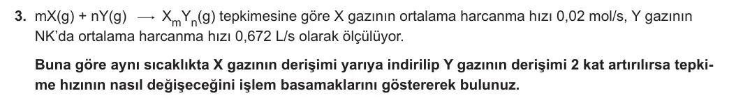 11. Sınıf Kimya 2023-2024 2. Dönem 2. Yazılı 3. Bölüm 3. Soru görseli