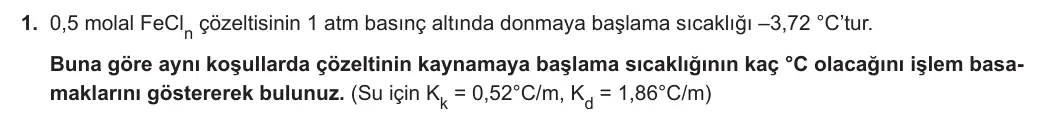 11. Sınıf Kimya 2023-2024 2. Dönem 2. Yazılı 4. Bölüm 1. Soru görseli