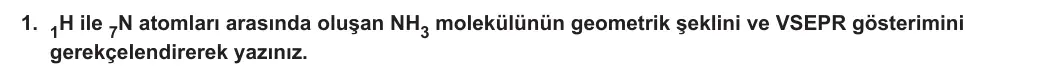 12. Sınıf Kimya 2023-2024 2. Dönem 2. Yazılı 1. Bölüm 1. Soru görseli