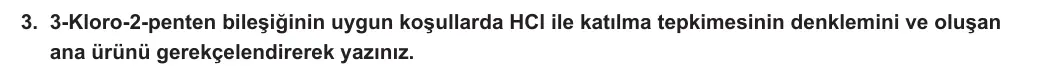 12. Sınıf Kimya 2023-2024 2. Dönem 2. Yazılı 1. Bölüm 3. Soru görseli