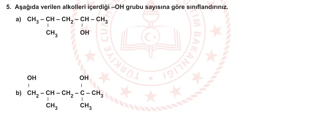 12. Sınıf Kimya 2023-2024 2. Dönem 2. Yazılı 1. Bölüm 5. Soru görseli