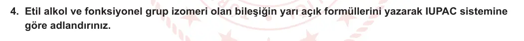 12. Sınıf Kimya 2023-2024 2. Dönem 2. Yazılı 2. Bölüm 4. Soru görseli