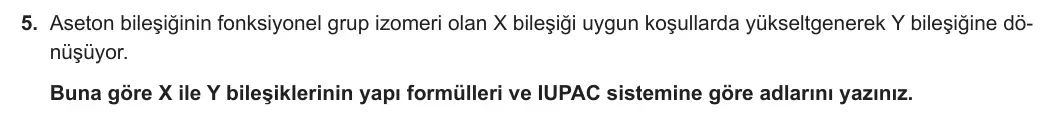 12. Sınıf Kimya 2023-2024 2. Dönem 2. Yazılı 2. Bölüm 5. Soru görseli