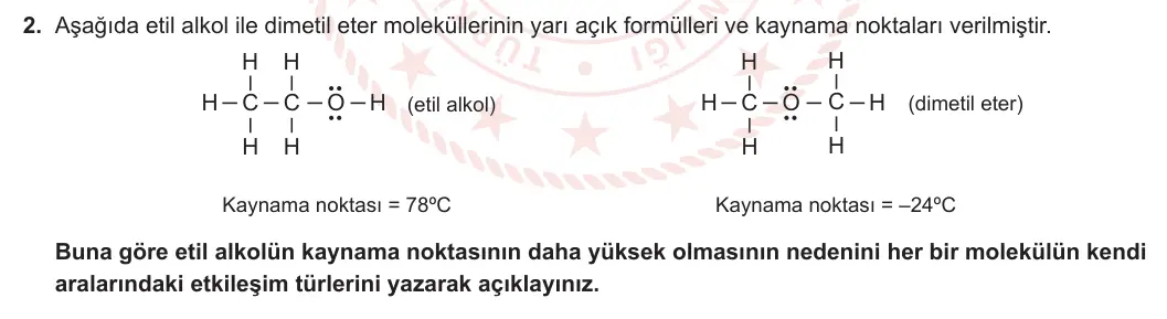 9. Sınıf Kimya 2023-2024 2. Dönem 2. Yazılı 2. Bölüm 2. Soru görseli