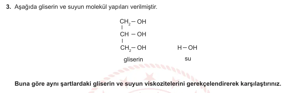 9. Sınıf Kimya 2023-2024 2. Dönem 2. Yazılı 2. Bölüm 3. Soru görseli