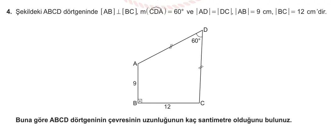 10. Sınıf Matematik 2023-2024 2. Dönem 2. Yazılı 1. Bölüm 4. Soru görseli