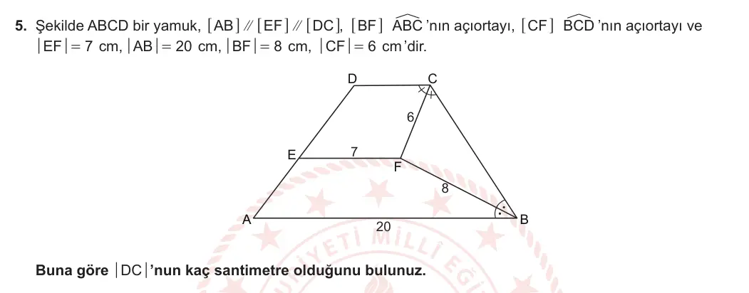 10. Sınıf Matematik 2023-2024 2. Dönem 2. Yazılı 1. Bölüm 5. Soru görseli