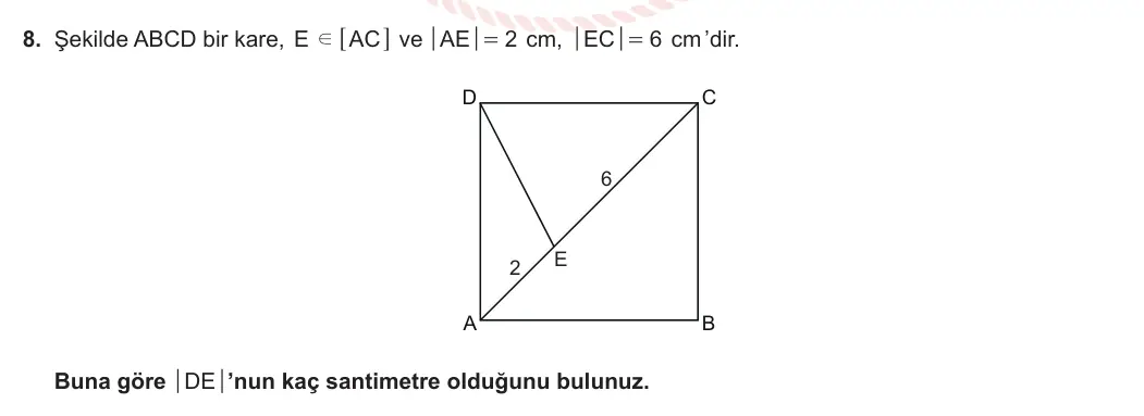 10. Sınıf Matematik 2023-2024 2. Dönem 2. Yazılı 1. Bölüm 8. Soru görseli