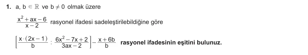 10. Sınıf Matematik 2023-2024 2. Dönem 2. Yazılı 4. Bölüm 1. Soru görseli