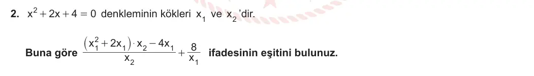 10. Sınıf Matematik 2023-2024 2. Dönem 2. Yazılı 4. Bölüm 2. Soru görseli