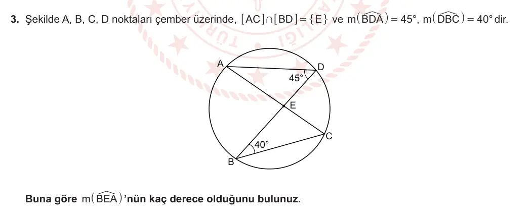 11. Sınıf Matematik 2023-2024 2. Dönem 2. Yazılı 1. Bölüm 3. Soru görseli