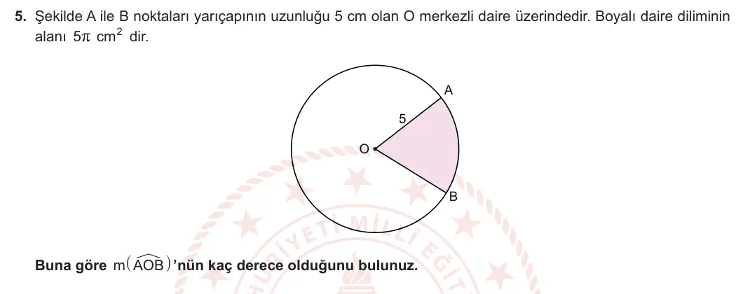11. Sınıf Matematik 2023-2024 2. Dönem 2. Yazılı 1. Bölüm 5. Soru görseli
