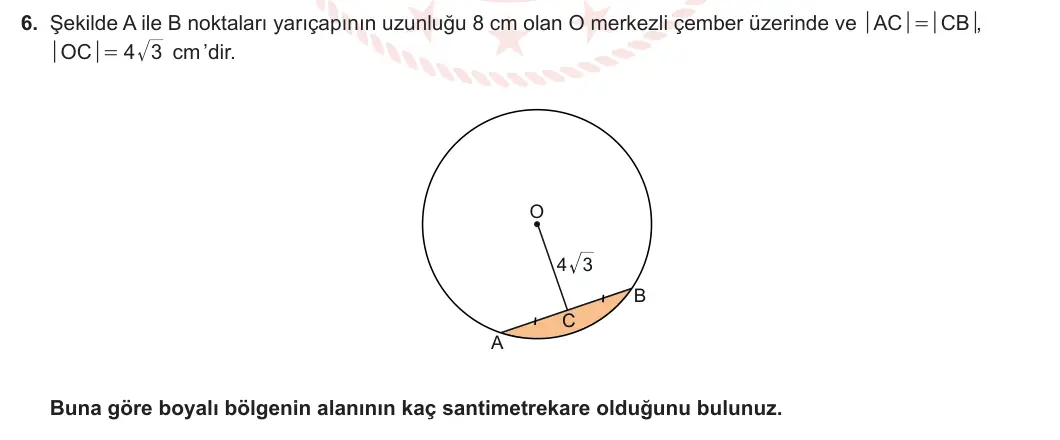 11. Sınıf Matematik 2023-2024 2. Dönem 2. Yazılı 1. Bölüm 6. Soru görseli