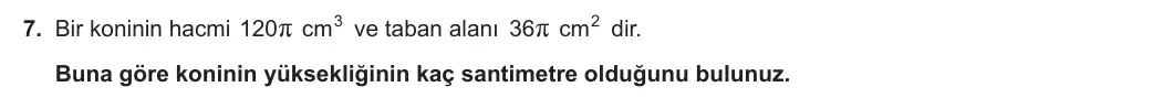 11. Sınıf Matematik 2023-2024 2. Dönem 2. Yazılı 1. Bölüm 7. Soru görseli