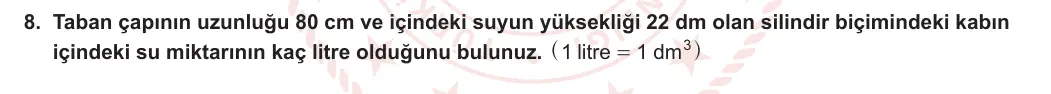 11. Sınıf Matematik 2023-2024 2. Dönem 2. Yazılı 1. Bölüm 8. Soru görseli (1/2)
