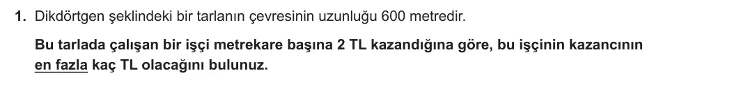 11. Sınıf Matematik 2023-2024 2. Dönem 2. Yazılı 2. Bölüm 1. Soru görseli