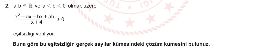 11. Sınıf Matematik 2023-2024 2. Dönem 2. Yazılı 2. Bölüm 2. Soru görseli