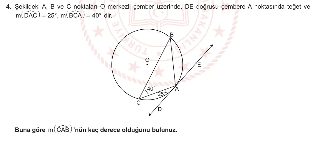 11. Sınıf Matematik 2023-2024 2. Dönem 2. Yazılı 2. Bölüm 4. Soru görseli