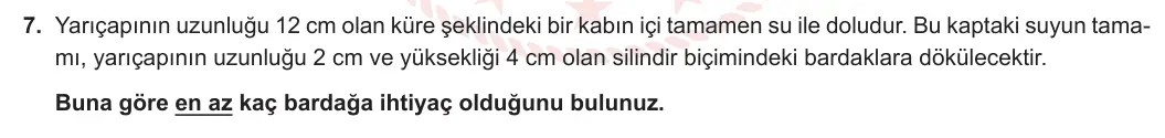 11. Sınıf Matematik 2023-2024 2. Dönem 2. Yazılı 2. Bölüm 7. Soru görseli (1/2)