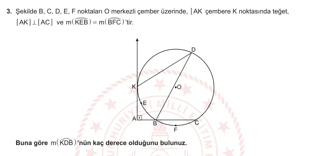 11. Sınıf Matematik 2023-2024 2. Dönem 2. Yazılı 4. Bölüm 3. Soru görseli (1/2)