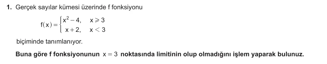12. Sınıf Matematik 2023-2024 2. Dönem 2. Yazılı 1. Bölüm 1. Soru görseli