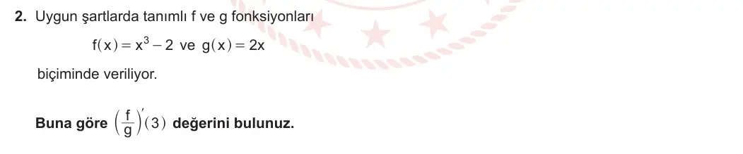 12. Sınıf Matematik 2023-2024 2. Dönem 2. Yazılı 1. Bölüm 2. Soru görseli