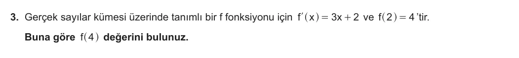 12. Sınıf Matematik 2023-2024 2. Dönem 2. Yazılı 1. Bölüm 3. Soru görseli