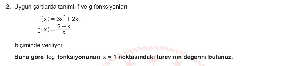 12. Sınıf Matematik 2023-2024 2. Dönem 2. Yazılı 2. Bölüm 2. Soru görseli