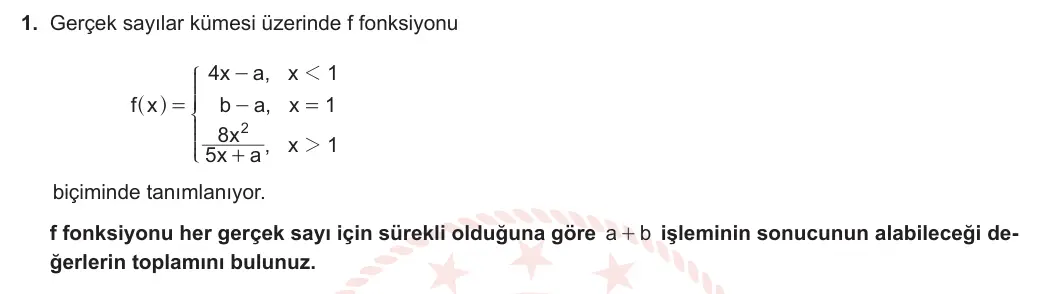 12. Sınıf Matematik 2023-2024 2. Dönem 2. Yazılı 4. Bölüm 1. Soru görseli
