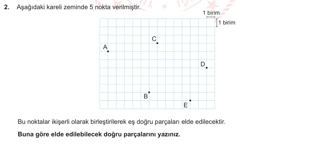 5. Sınıf Matematik 2023-2024 2. Dönem 2. Yazılı 1. Bölüm 2. Soru görseli