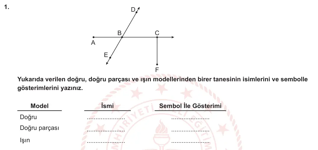 5. Sınıf Matematik 2023-2024 2. Dönem 2. Yazılı 3. Bölüm 1. Soru görseli