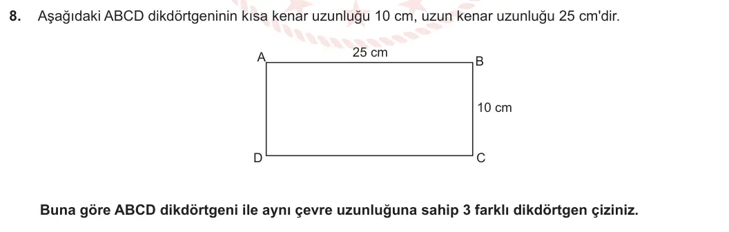 5. Sınıf Matematik 2023-2024 2. Dönem 2. Yazılı 3. Bölüm 8. Soru görseli