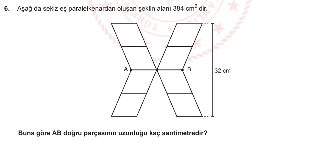 6. Sınıf Matematik 2023-2024 2. Dönem 2. Yazılı 1. Bölüm 6. Soru görseli