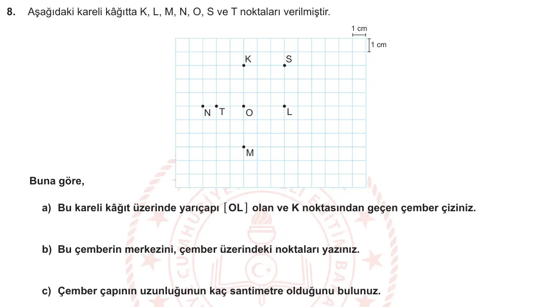 6. Sınıf Matematik 2023-2024 2. Dönem 2. Yazılı 3. Bölüm 8. Soru görseli