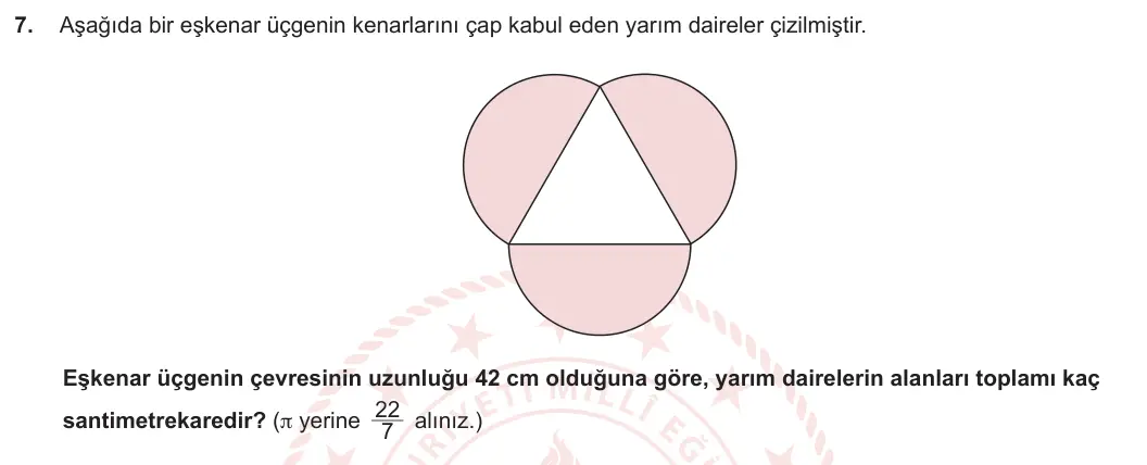7. Sınıf Matematik 2023-2024 2. Dönem 2. Yazılı 1. Bölüm 7. Soru görseli