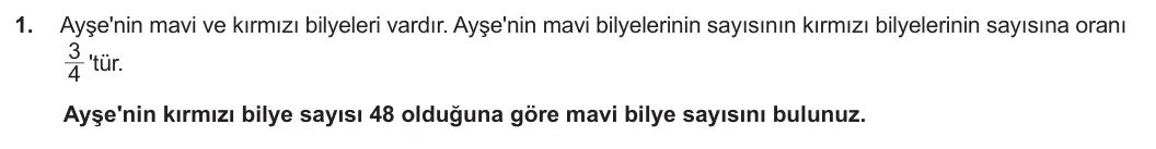 7. Sınıf Matematik 2023-2024 2. Dönem 2. Yazılı 3. Bölüm 1. Soru görseli