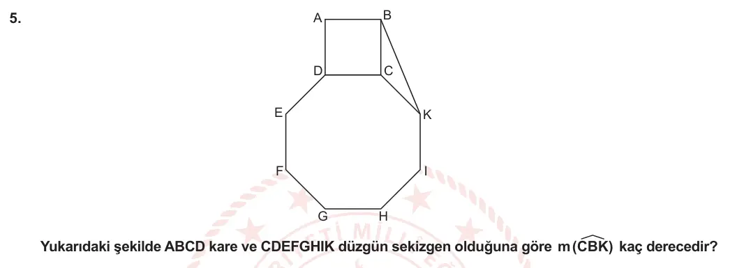 7. Sınıf Matematik 2023-2024 2. Dönem 2. Yazılı 3. Bölüm 5. Soru görseli