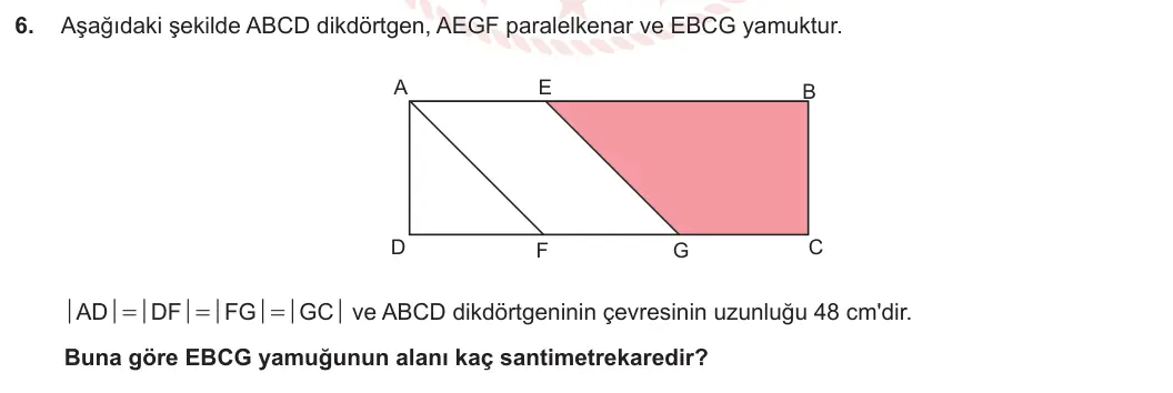 7. Sınıf Matematik 2023-2024 2. Dönem 2. Yazılı 3. Bölüm 6. Soru görseli