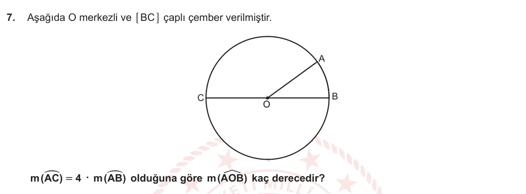 7. Sınıf Matematik 2023-2024 2. Dönem 2. Yazılı 3. Bölüm 7. Soru görseli
