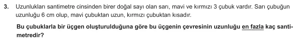 8. Sınıf Matematik 2023-2024 2. Dönem 2. Yazılı 1. Bölüm 3. Soru görseli