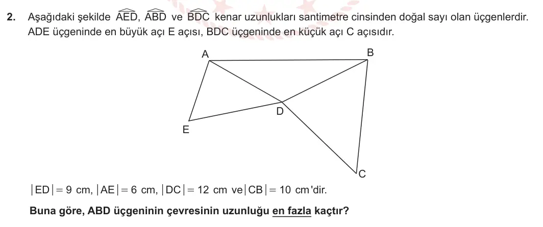 8. Sınıf Matematik 2023-2024 2. Dönem 2. Yazılı 2. Bölüm 2. Soru görseli
