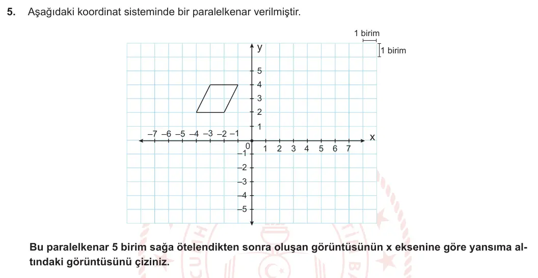 8. Sınıf Matematik 2023-2024 2. Dönem 2. Yazılı 2. Bölüm 5. Soru görseli