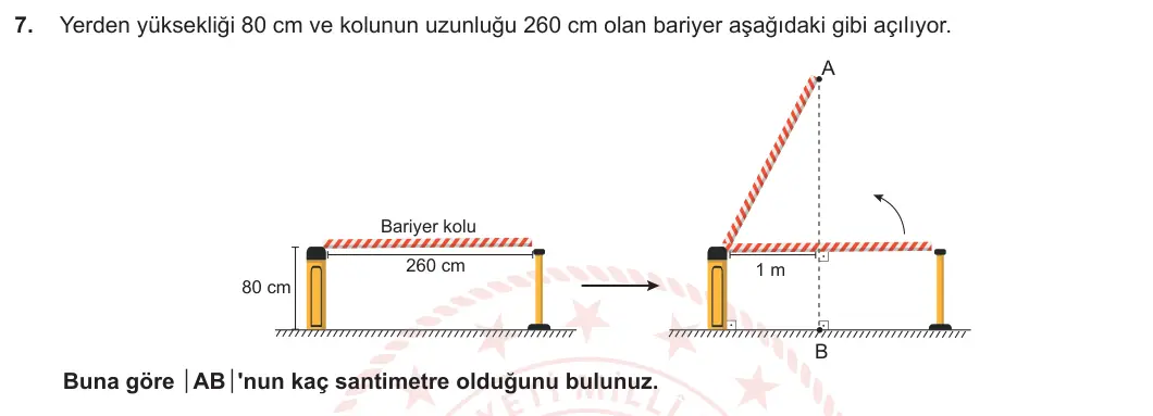 8. Sınıf Matematik 2023-2024 2. Dönem 2. Yazılı 3. Bölüm 7. Soru görseli