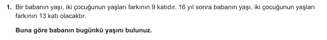 9. Sınıf Matematik 2023-2024 2. Dönem 2. Yazılı 2. Bölüm 1. Soru görseli