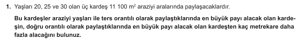 9. Sınıf Matematik 2023-2024 2. Dönem 2. Yazılı 3. Bölüm 1. Soru görseli