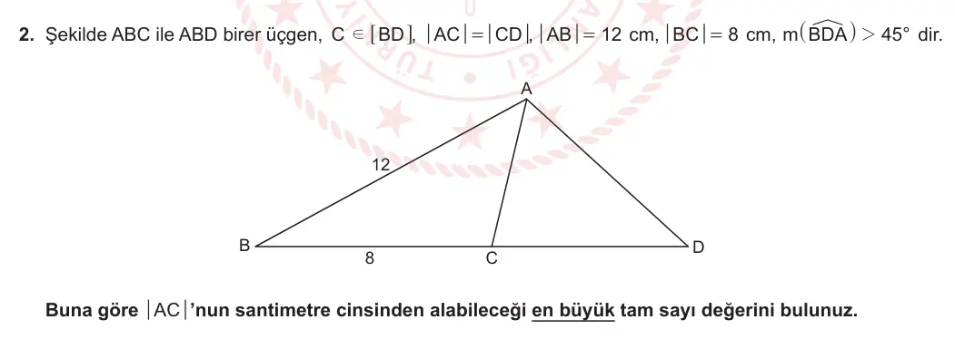 9. Sınıf Matematik 2023-2024 2. Dönem 2. Yazılı 3. Bölüm 2. Soru görseli