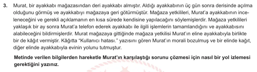 5. Sınıf Sosyal Bilgiler 2023-2024 2. Dönem 2. Yazılı 1. Bölüm 3. Soru görseli