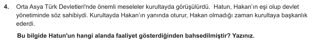 6. Sınıf Sosyal Bilgiler 2023-2024 2. Dönem 2. Yazılı 1. Bölüm 4. Soru görseli