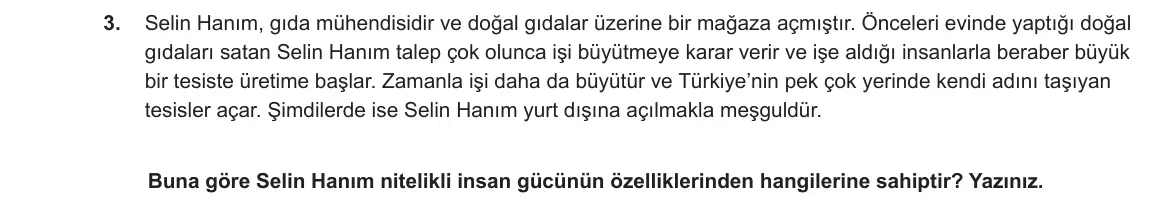 6. Sınıf Sosyal Bilgiler 2023-2024 2. Dönem 2. Yazılı 2. Bölüm 3. Soru görseli
